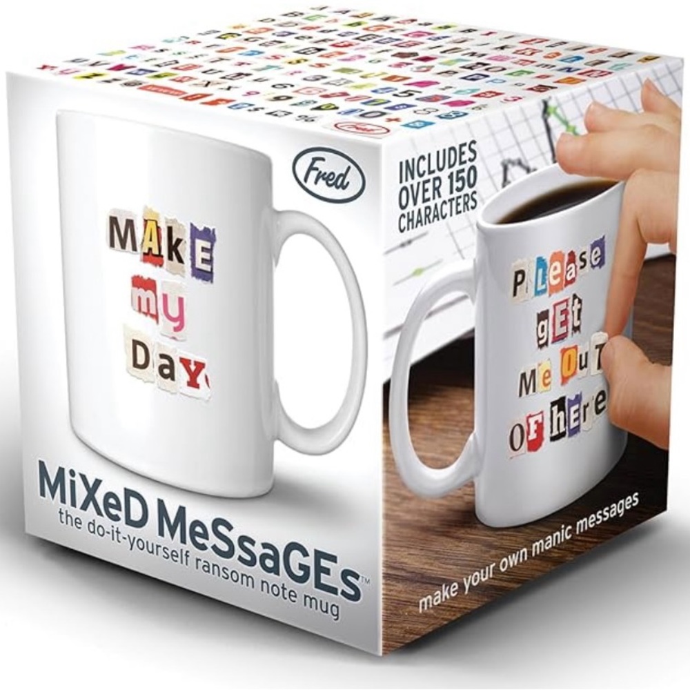 NWT NIB Fred Store Mixed MESSAGES Do-It-Yourself Ransom Note Mug Cup 2011 HTF